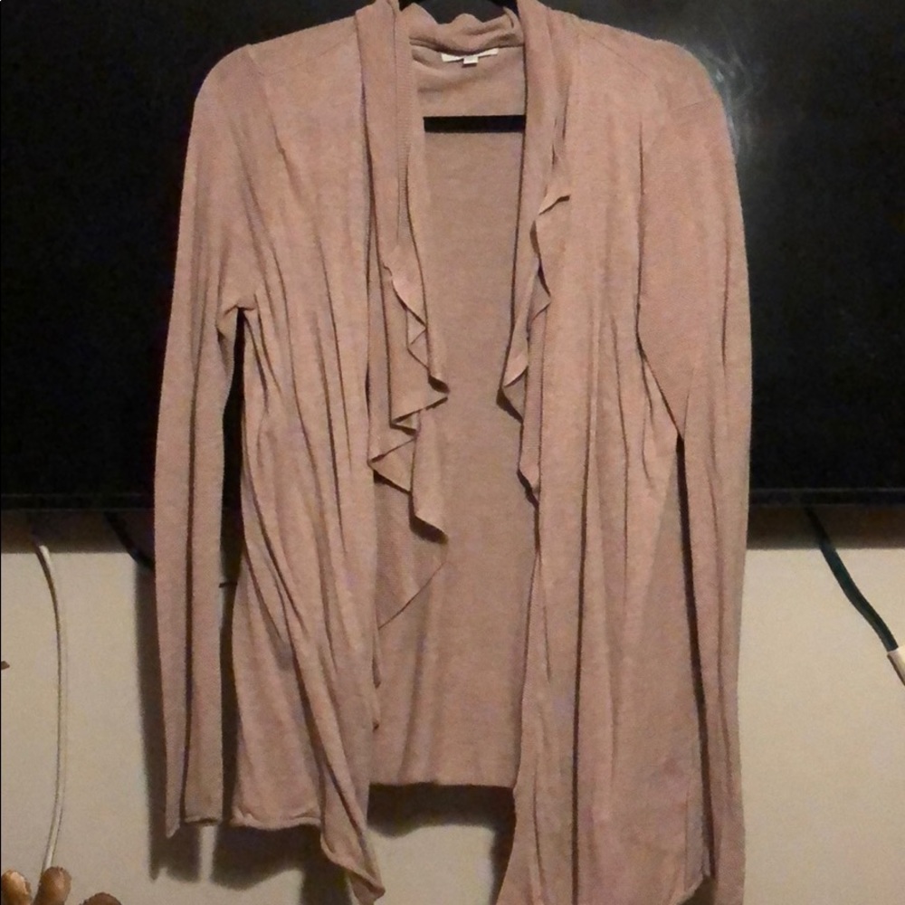 Tan/Muave Gap ruffle cardigan